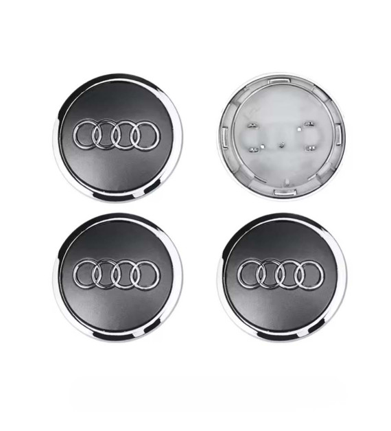 4pcs 69mm / 54mm Audi Hub Caps 4B0601170A - Grey & Silver Ring Centers