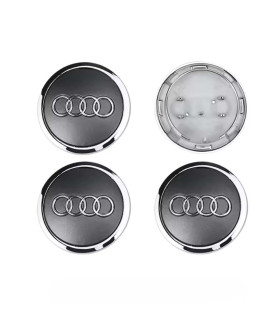 4pcs 69mm / 54mm Audi Hub Caps 4B0601170A - Grey & Silver Ring Centers