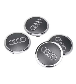 4 Stk. 69mm / 54mm Audi Nabendeckel 4B0601170A - Grau & Silberring Felgendeckel