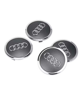 69mm / 54mm Lot de 4 Audi Cache-Moyeux 4B0601170A - Gris avec Cercle Argent Centres de Roue