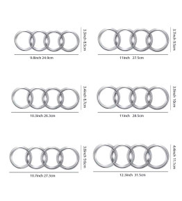 Audi Grille Rings Emblem Badge – Silver Black ABS Exterior Styling Front / Rear