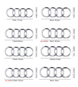 Audi Grille Rings Emblem Badge – Silver Black ABS Exterior Styling Front / Rear