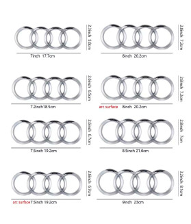 Audi Grille Rings Emblem Abzeichen - Silber Schwarz ABS Außen Styling Vorne / Hinten