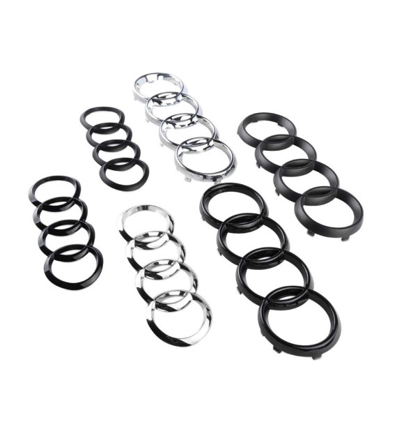 Audi Grille Rings Emblem Badge – Silver Black ABS Exterior Styling Front / Rear