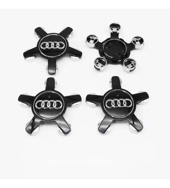 4 Stk. 135mm / 59mm Audi Stern Nabendeckel 4F0601165N - Schwarz Glänzend Felgendeckel