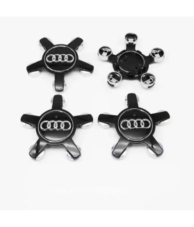 4 Stk. 135mm / 59mm Audi Stern Nabendeckel 4F0601165N - Schwarz Glänzend Felgendeckel