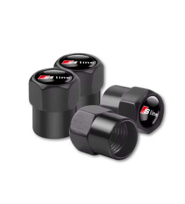 Lot de 4 Bouchons de Valve Audi S-Line - Noir et Argent Style Sport