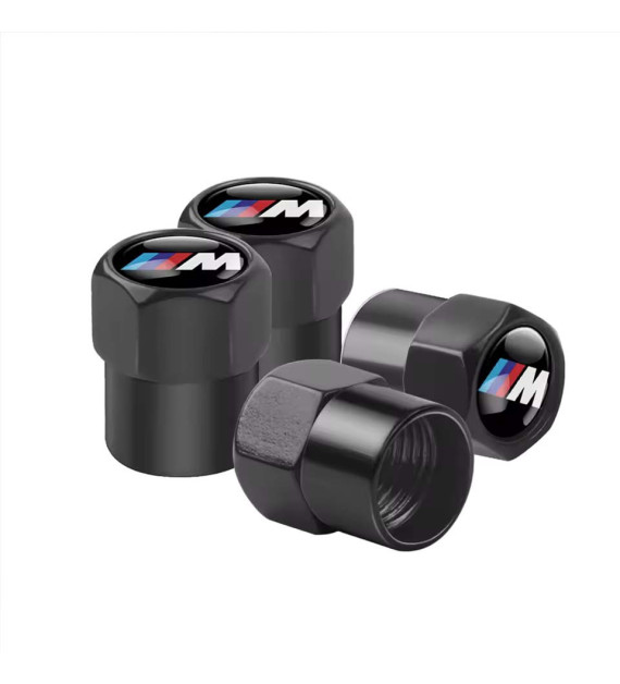 Lot de 4 Bouchons de Valve BMW Série M - Noir et Argent Style Performance