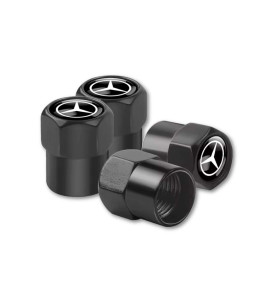 Lot de 4 Bouchons de Valve Mercedes-Benz - Noir et Argent Couvre-Valve Anti-Poussière