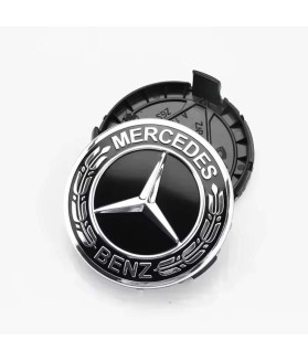 4pcs 75mm / 70mm Mercedes Hub Caps - Black Laurel Wreath Wheel Centers