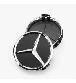 4pcs 75mm / 70mm Mercedes Hub Caps - Stealth Matte Black Wheel Centers