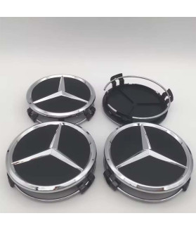 4pcs 75mm / 70mm Mercedes Hub Caps - Stealth Matte Black Wheel Centers