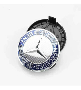 4 Stk. 75mm / 70mm Mercedes Nabendeckel - Klassischer Blauer Lorbeerkranz Felgendeckel