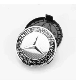4pcs 75mm / 70mm Mercedes Hub Caps - Silver & Black Laurel Wreath Centers