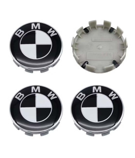 4 Stk. 68mm / 65mm BMW Nabendeckel 36136768640 - Schwarz & Weiß Design Felgendeckel