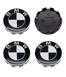 4pcs 56mm / 53.5mm BMW Hub Caps - Monochrome White & Black G-Series Fit