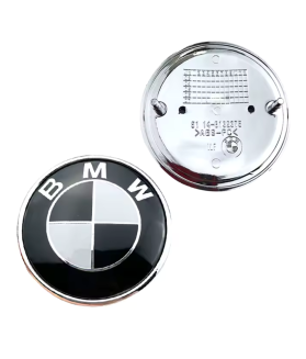 2 Stk. BMW Emblem 74mm, 82mm - Motorhaube & Heckklappe Schwarz/Weiß 51148132375