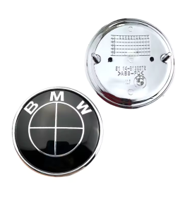 2 Stk. BMW Emblem 74mm, 82mm - Motorhaube & Heckklappe Komplett Schwarz 51148132375