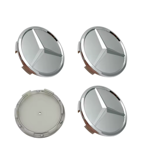 4pcs 60mm / 56mm Mercedes Hub Caps - Matte Satin Silver Wheel Centers