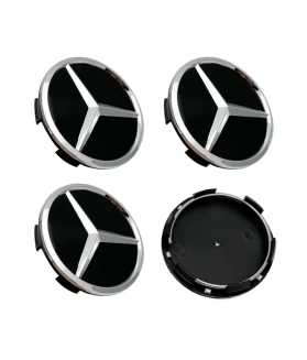 4pcs 60mm / 56mm Mercedes Hub Caps - Black Wheel Centers