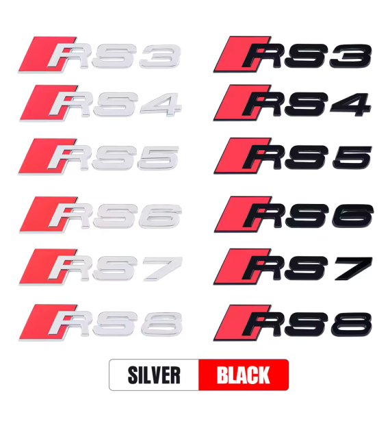 Emblème de Coffre Audi RS 3D ABS - Sticker RS3 RS4 RS5 RS6 RS7 RS8