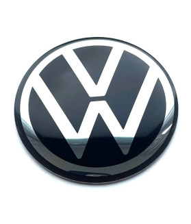 4er Set Neues VW Logo Metall Aufkleber für Felgen, Silber-Schwarz, Größen 40mm bis 120mm.