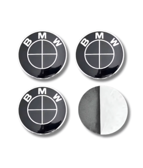 4pcs BMW Full Black Stealth Edition Wheel Center Stickers (56mm 60mm 65mm 70mm)