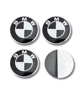 4pcs BMW Monochrome Black White Wheel Center Stickers (56mm 60mm 65mm 70mm)