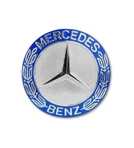 4pcs Blue Laurel Wreath Mercedes Benz Emblems Wheel Center Rim Cover Logo Stickers 56-75mm