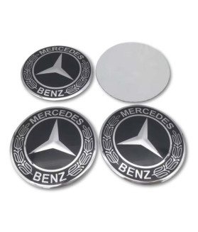 4er Set Komplett Schwarz Benz Embleme Felgendeckel Nabenkappen Logo Aufkleber 56-75mm