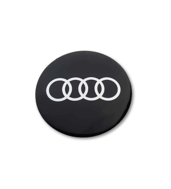 4pcs Audi Black & Silver Wheel Emblems - 56mm 60mm 65mm Metal Stickers