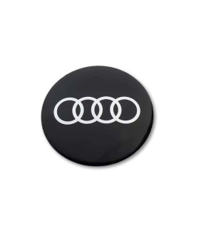 4pcs Audi Black & Silver Wheel Emblems - 56mm 60mm 65mm Metal Stickers