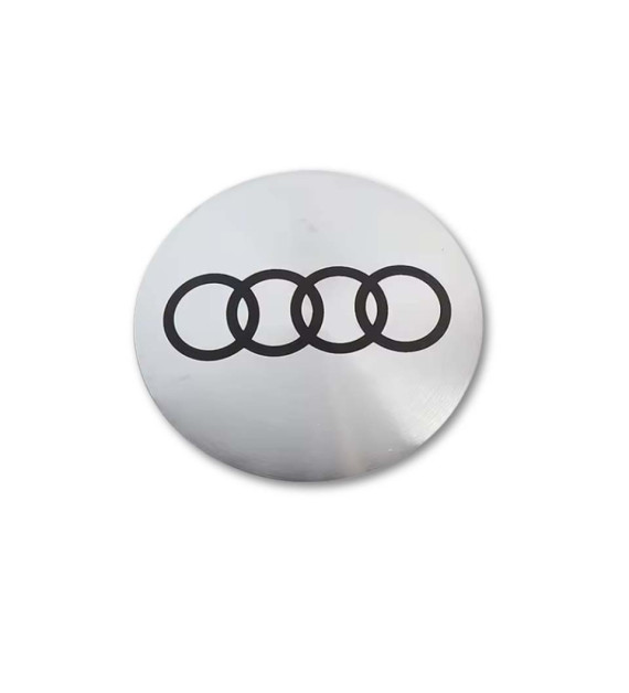 Lot de 4 Emblèmes de Roue Audi Argent et Noir - Autocollants Métal 56mm 60mm 65mm