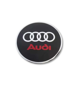 4er Set Audi Sport Edition Felgenembleme - Rotes Logo & Schwarz Metall Aufkleber (56mm, 60mm, 65mm)