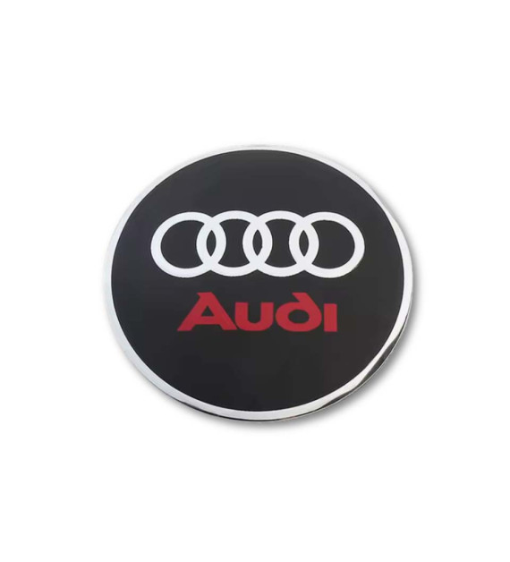 4pcs Audi Sport Edition Wheel Emblems - Red Logo & Black Metal Stickers (56mm, 60mm, 65mm)