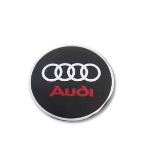 4er Set Audi Sport Edition Felgenembleme - Rotes Logo & Schwarz Metall Aufkleber (56mm, 60mm, 65mm)