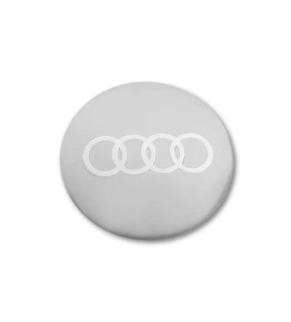 4pcs Audi Full Silver Wheel Emblems - 56mm 60mm 65mm All-Silver Metal Stickers