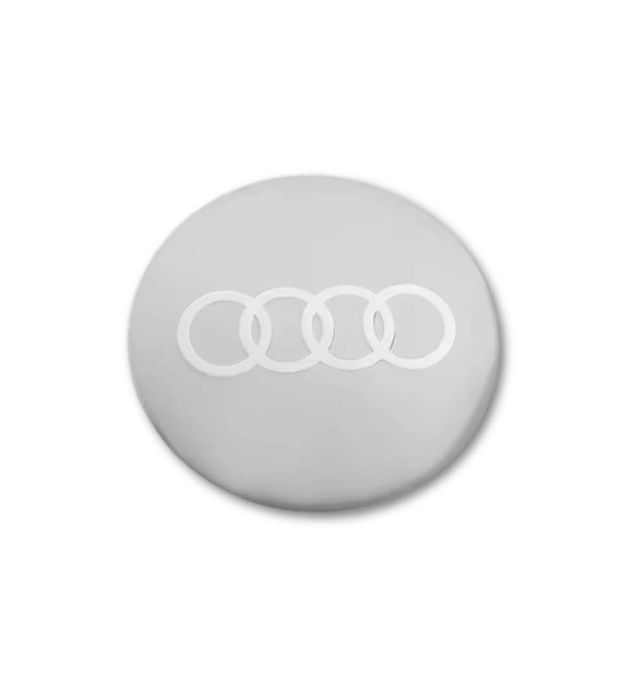 4pcs Audi Full Silver Wheel Emblems - 56mm 60mm 65mm All-Silver Metal Stickers