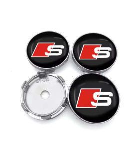 60mm / 56mm Lot de 4 Audi S Series Centres de Roue - Cache-Moyeu Performance Noir
