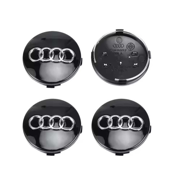 4pcs 60mm / 58mm Audi Wheel Hub Caps 4B0601170 - Black Center Covers