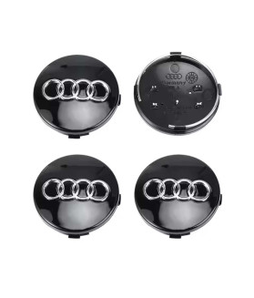 4pcs 60mm / 58mm Audi Wheel Hub Caps 4B0601170 - Black Center Covers