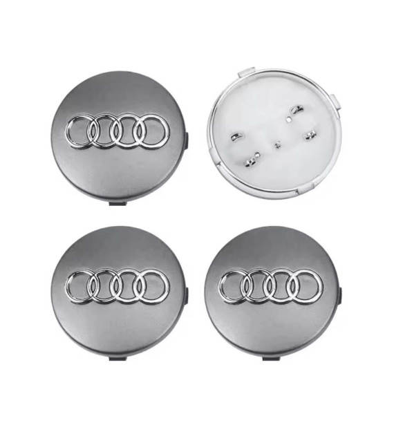 4pcs 60mm / 58mm Audi Gray Wheel Hub Caps 4B0601170 - Titanium Center Covers