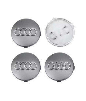 4pcs 60mm / 58mm Audi Gray Wheel Hub Caps 4B0601170 - Titanium Center Covers