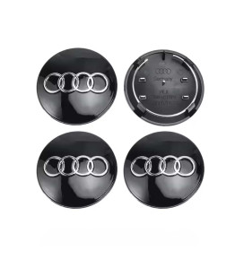 4pcs 68mm / 57mm Audi Wheel Hub Caps 8D0601170 - Gloss Black Centers