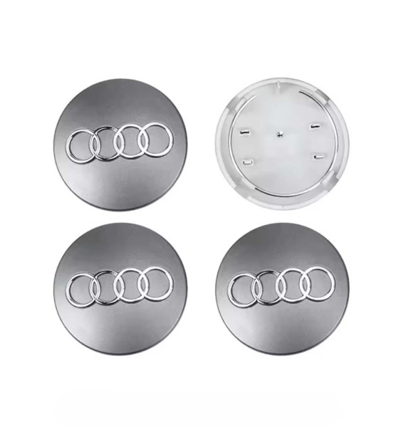 4pcs 68mm / 57mm Audi Gray Wheel Hub Caps 8D0601170 - Titanium Centers